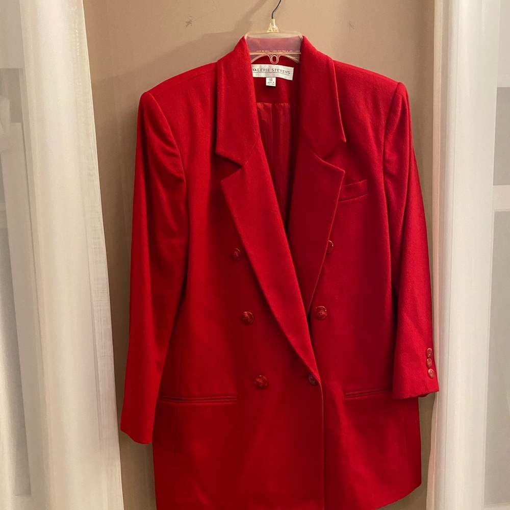 Red Double-Breasted Women's Blazer